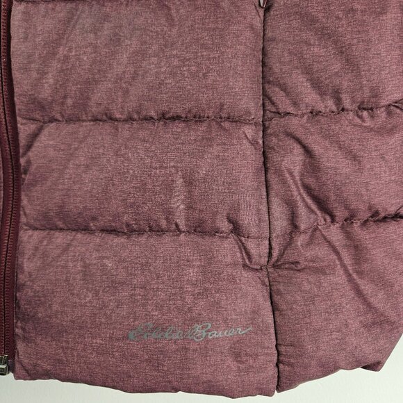 Down Filled Puffer Jacket Coat Womens M Eddie Bauer Burgundy Light Weight - Picture 3 of 11